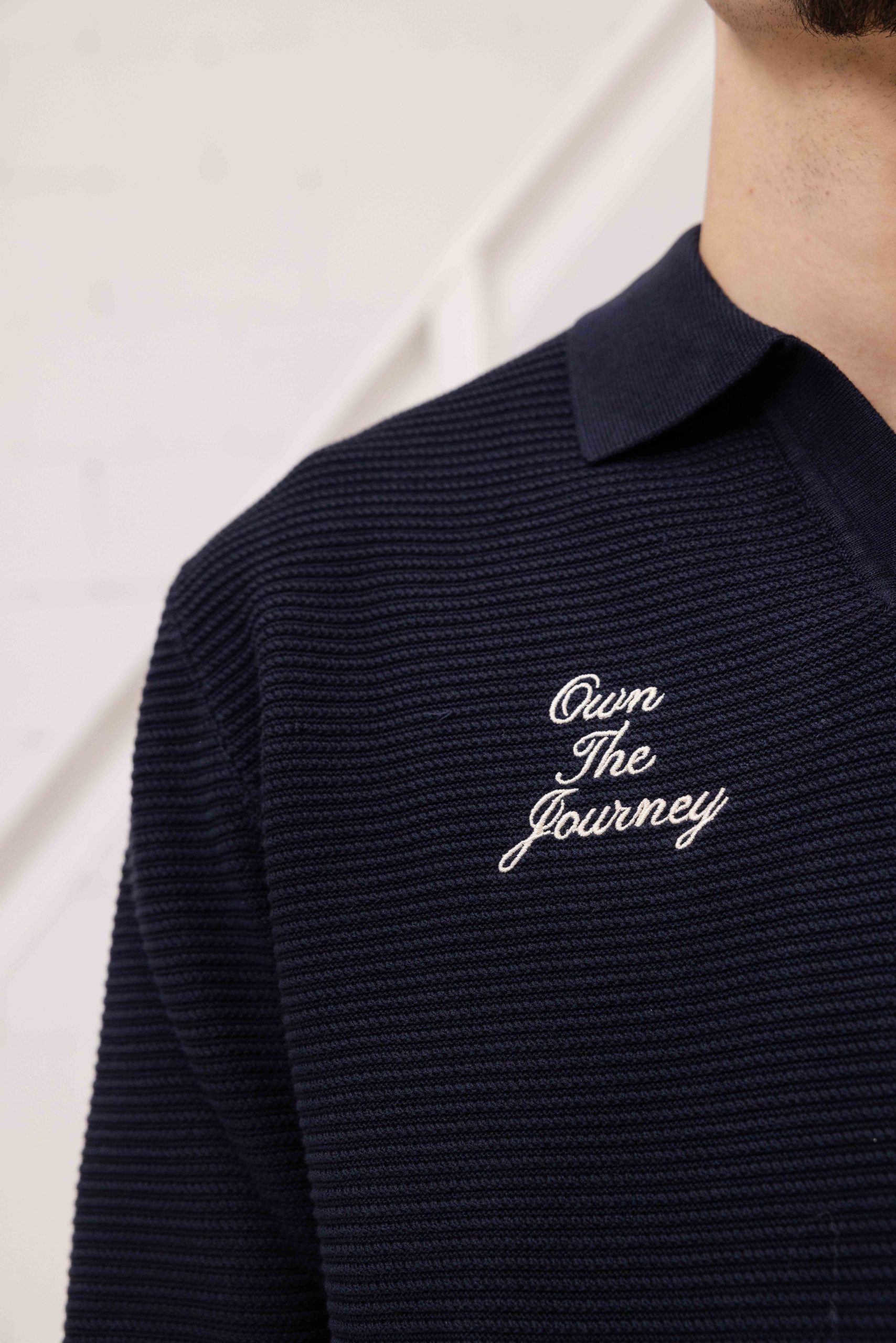 Pure Path Own The Journey Knitwear Polo Sweater Heren Donkerblauw