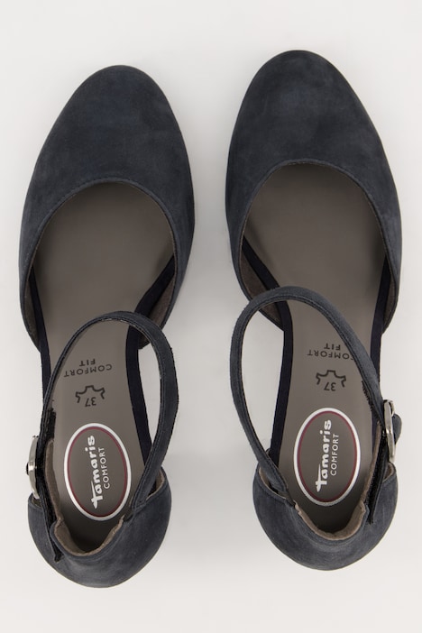 Tamaris Comfort Leder-Pumps, Klettriegel, Komfortweite