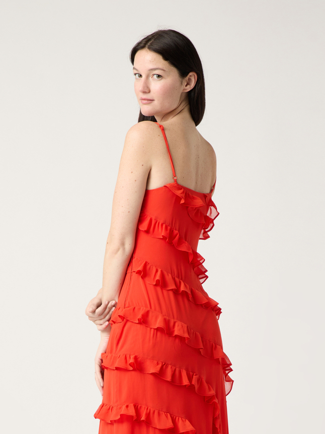 Robe longue à volants