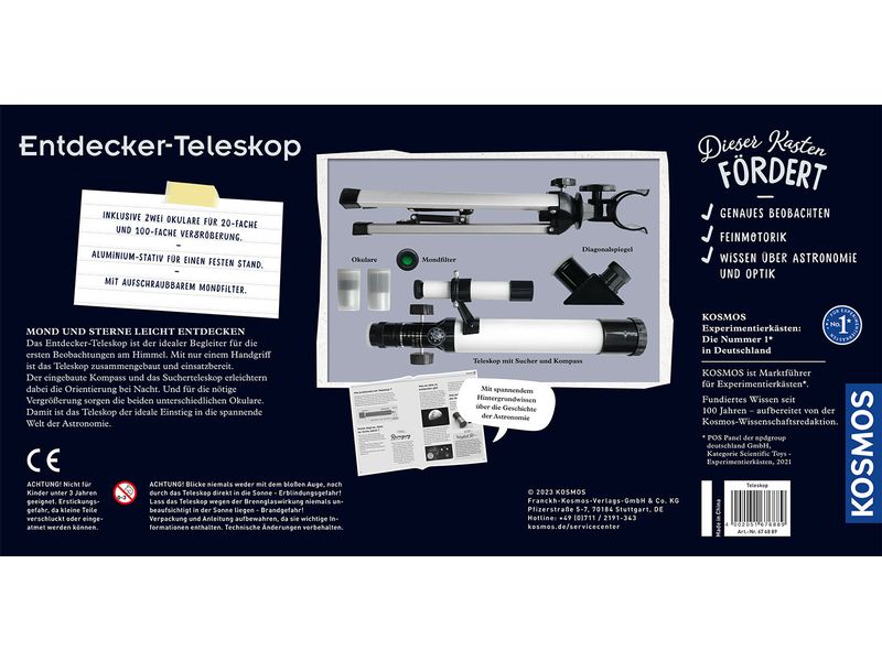 Kosmos Entdecker-Teleskop Starter-Set für Sternbeobachtungen