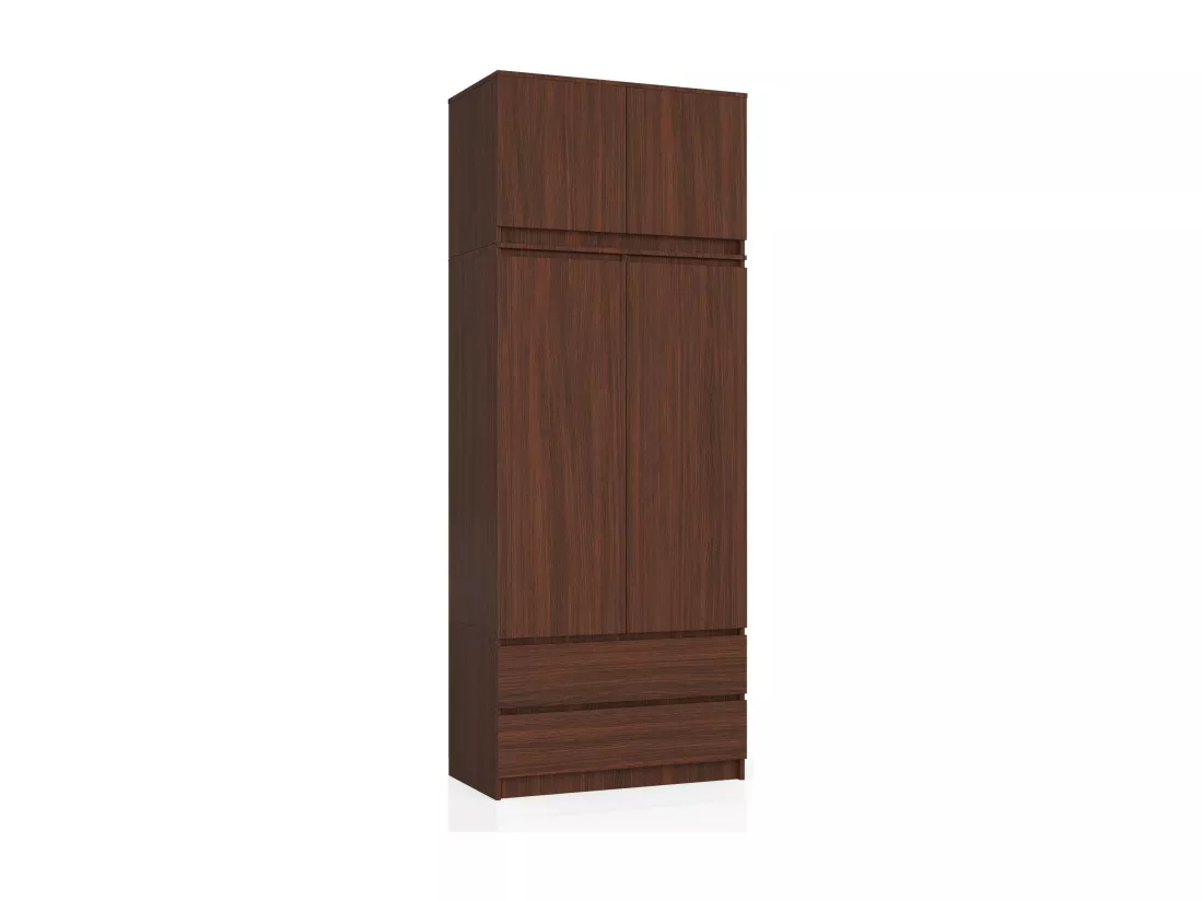 Armoire avec surmeuble AKORD S90 Wengé 90 cm 2 portes 2 tiroirs façade Wengé 6 étagères 90x51x234 cm