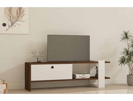 CONCEPT1 - Meuble TV Gaye - Noyer, Blanc 120 x 36,8 x 25