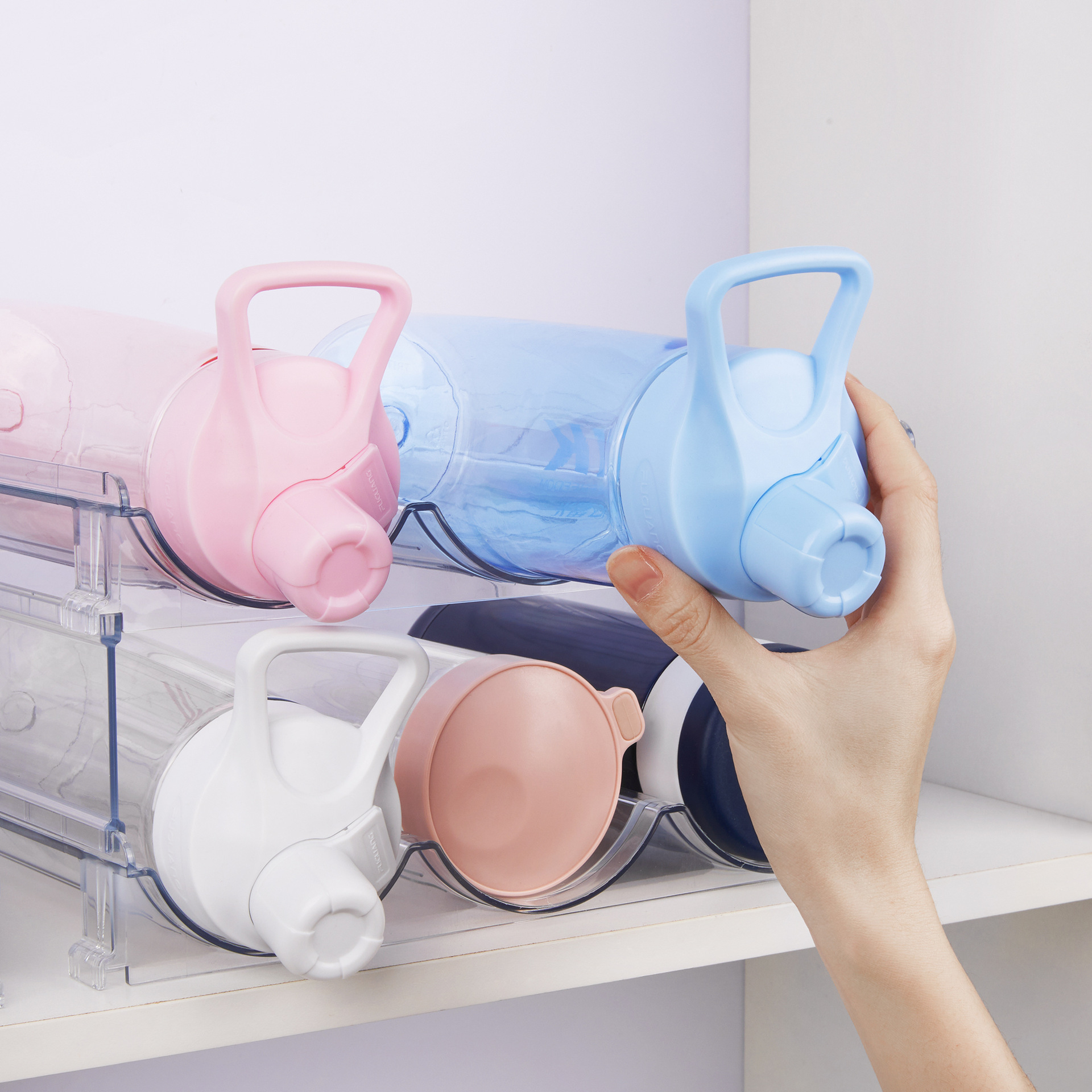 (28x35cm) 12-fach Shaker Flaschen Organizer Kühlschrank Trinkflaschen Rack Stapelbarer Getränke Halter - Transparent