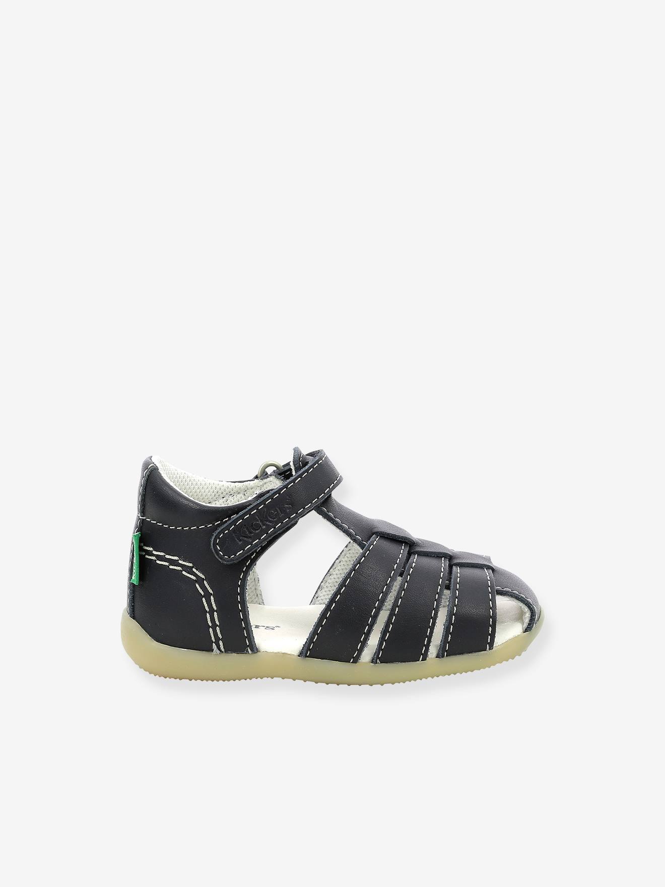 Sandálias de couro infantil KICKERS® Bigflo-2 Iconique Biboo, brancas