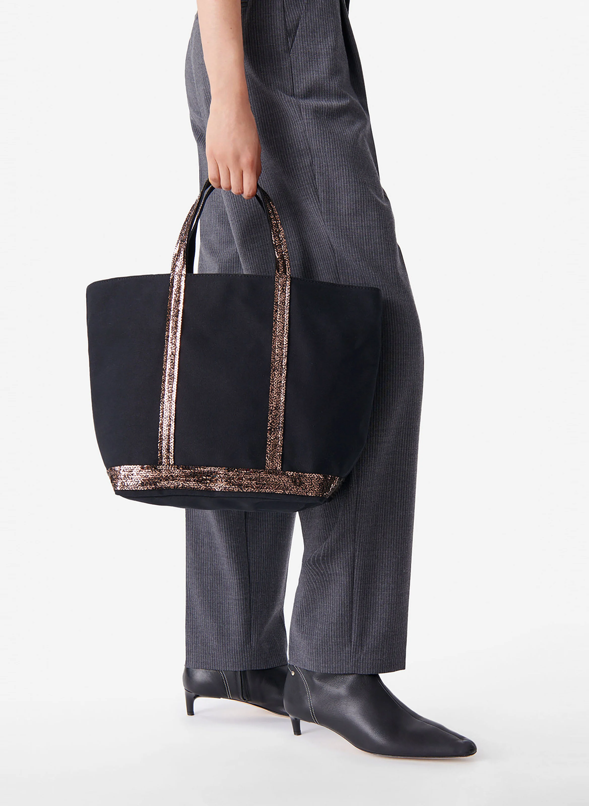 Cabas M toile et sequins | Noir