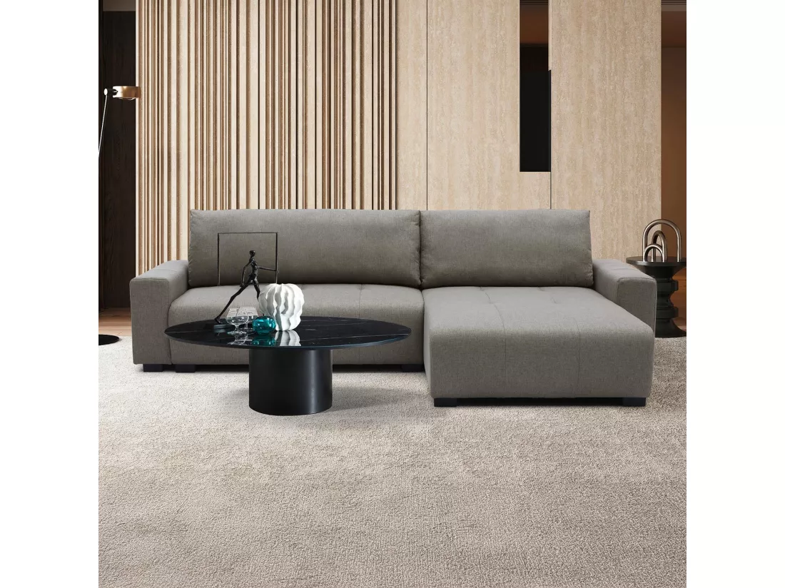 Canapé d'angle convertible élégant Malone Tissu Gris taupe