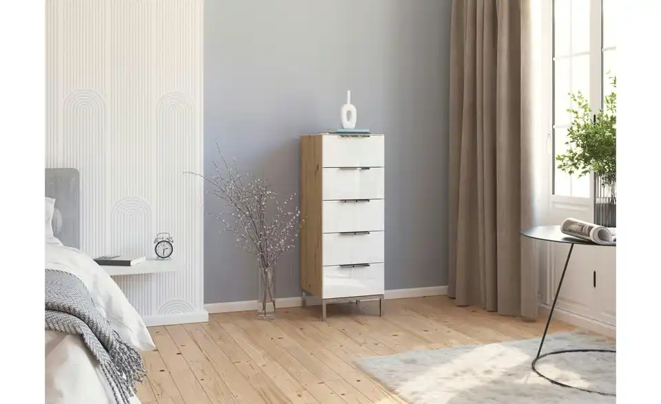 Kommode 40 cm verchromt Weiß