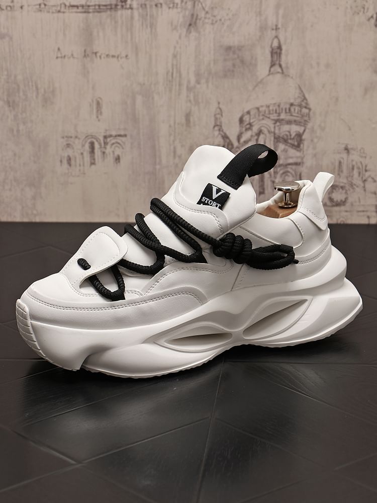 Mr Ozera - Platform Plain Lace Up Sneakers