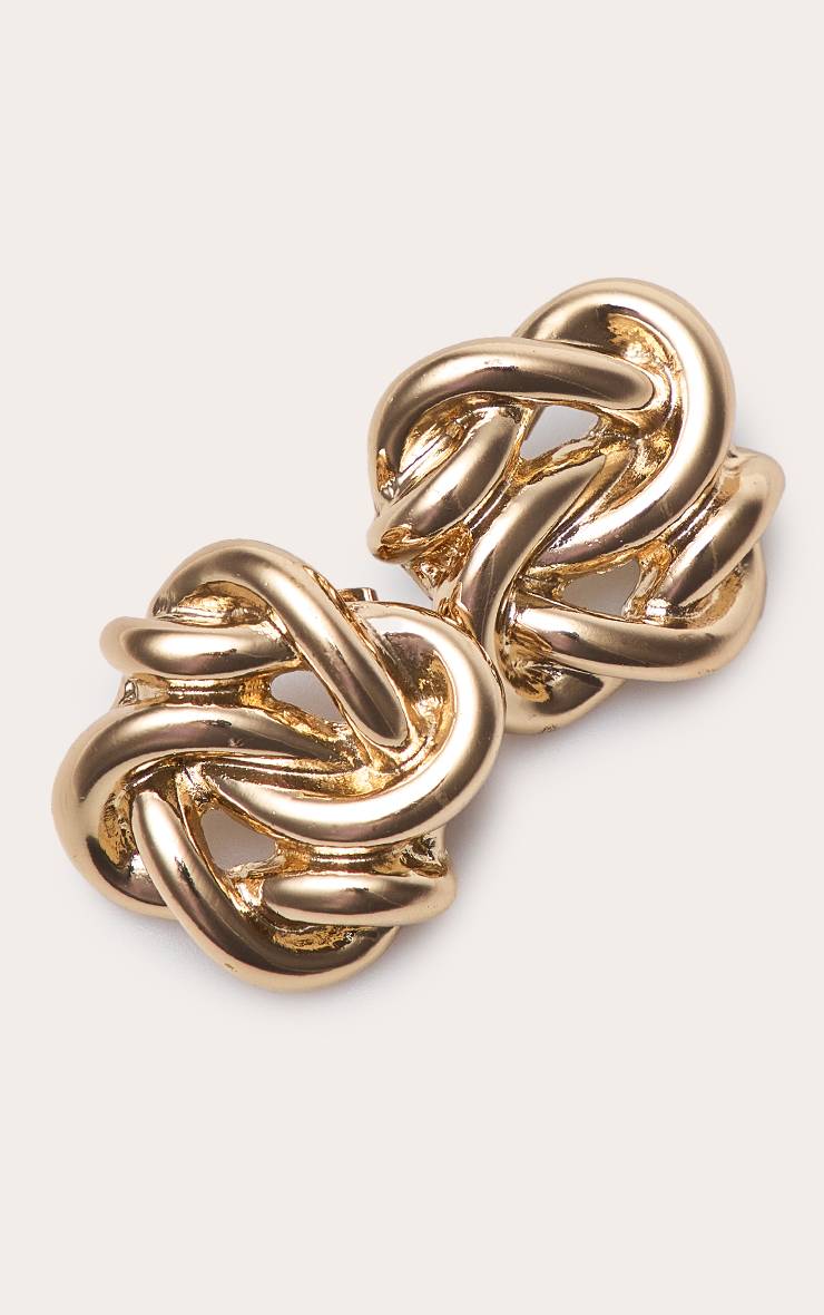 Doré Boucles D'oreilles Synthétiqueces Nœud Torsadé