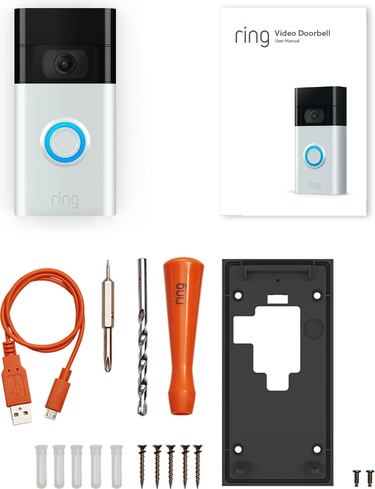 Ring Battery Video Doorbell Nickel Satiné   Chime Sonnette connectée