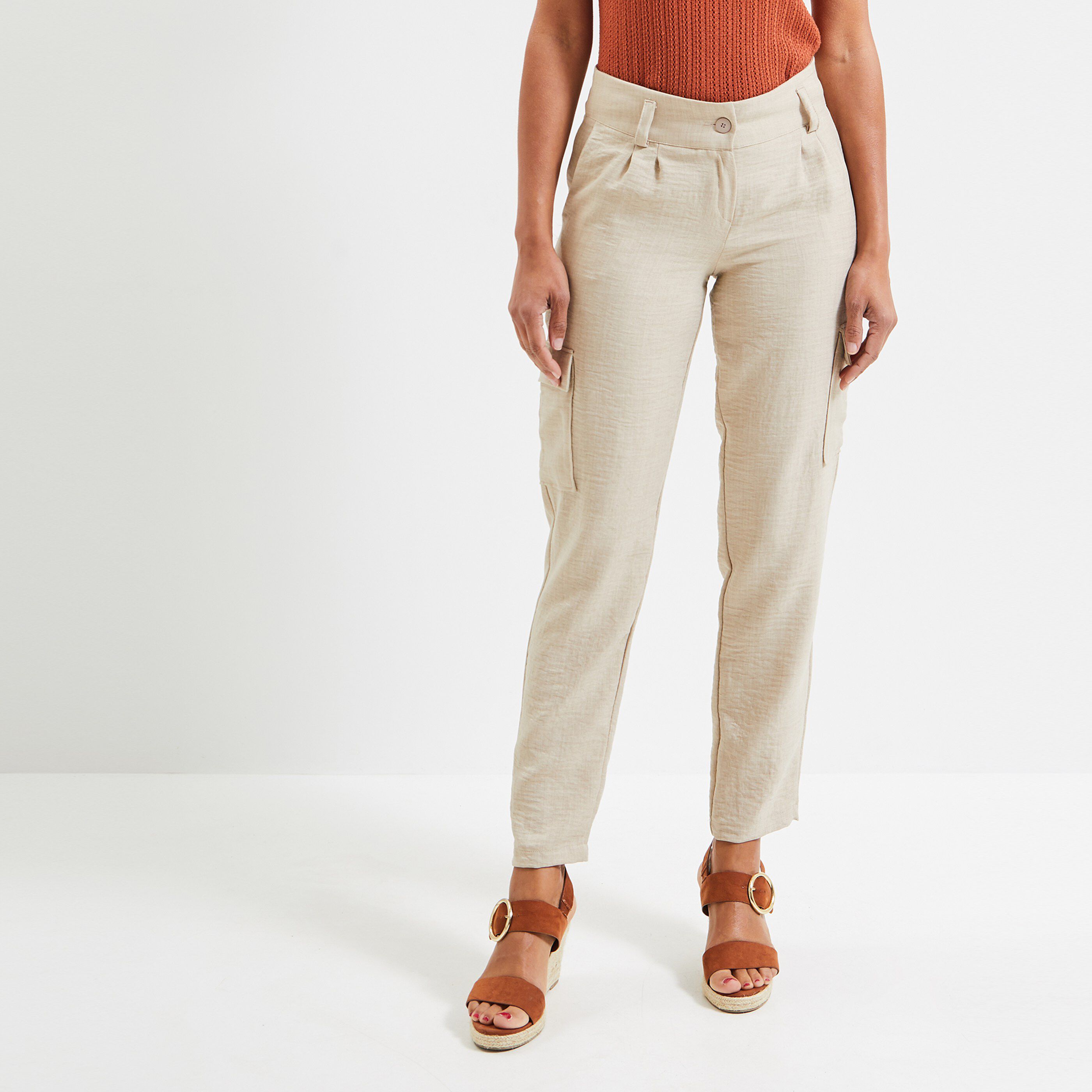 Pantalon style cargo femme - BEIGE