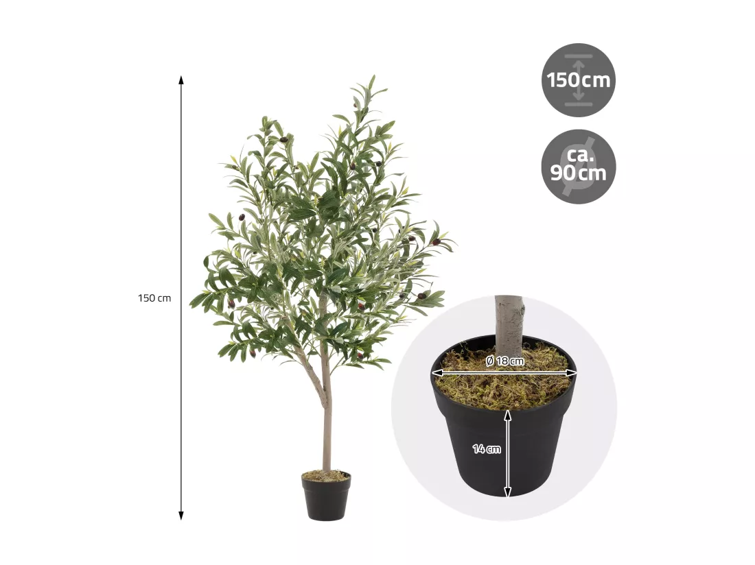 Olivier artificiel Plantes artificielles Arbre artificiel en pot 150 cm