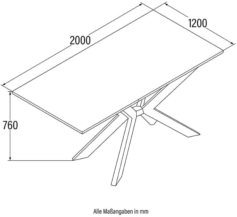 Home Deluxe Esstisch Eckig AVENCIA inkl. Sternfuß - Fishbone Oak 200 x 120 cm |Küchentisch, Esszimmer, Esszimmertisch