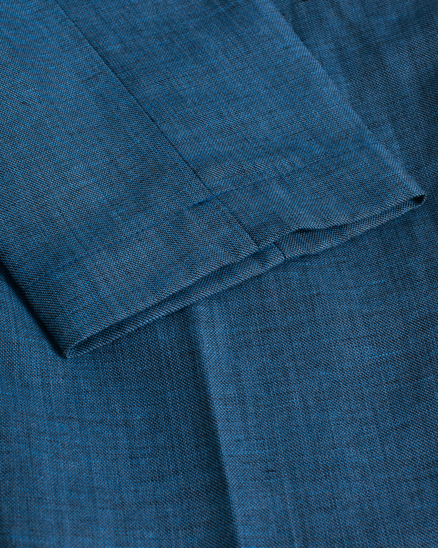 PT01 Slim Fit Pleated Linen Blend Trousers Dark Blue