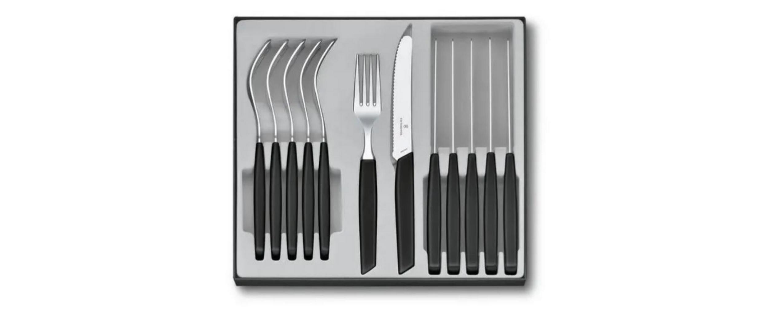 Besteck-Set Swiss Modern 12-teilig, SchwarzTafelbesteck-Set mit Kunststoffgriffen