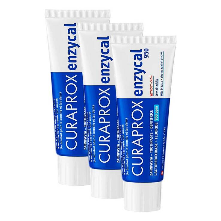 Curaprox enzycal 950 Fluorid extra milde Zahnpasta, 3x75 ml