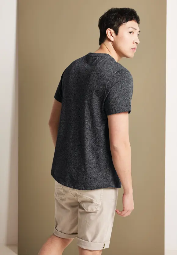 Long T-Shirt mit Brusttasche - anthracite grey melange