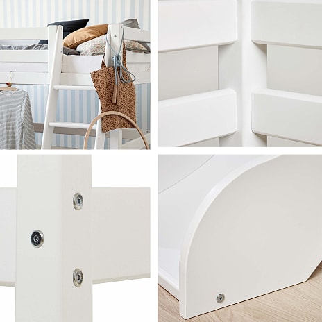 Hoppekids ECO Luxury halvhøj seng med rutsjebane og skrå stige 90x200 cm