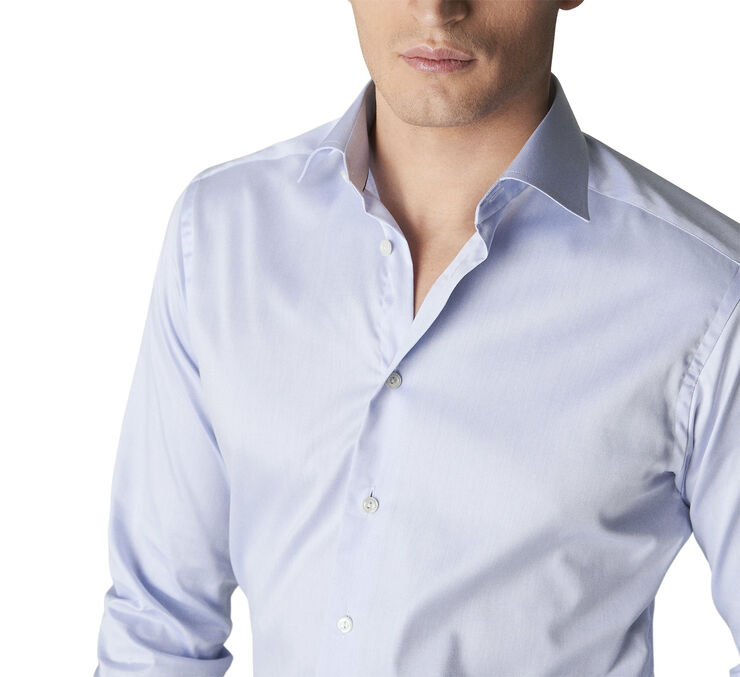 ETON Light Blue Signature Twill Shirt French Cuffs - Contemporary Fit Lyseblå