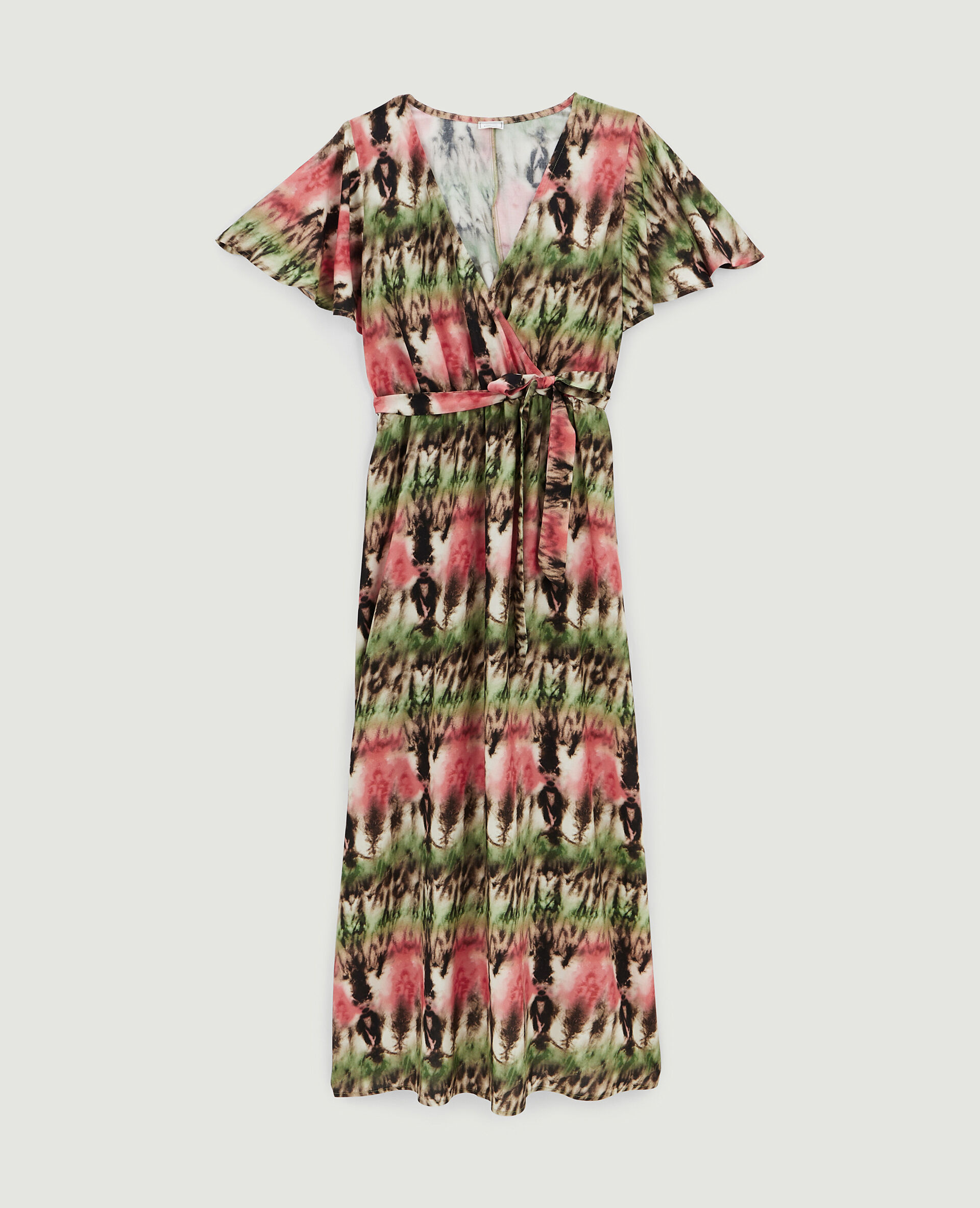 Robe longue encolure croisée - Vert kaki
