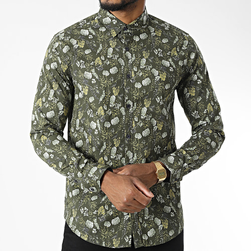 Chemise Manches Longues 7711 Vert Kaki Floral