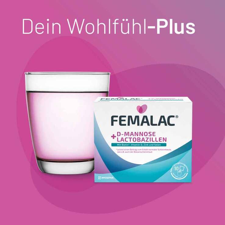 Femalac D-Mannose + Lactobazillen Pulver zur H.e.L.z.E., 10 St