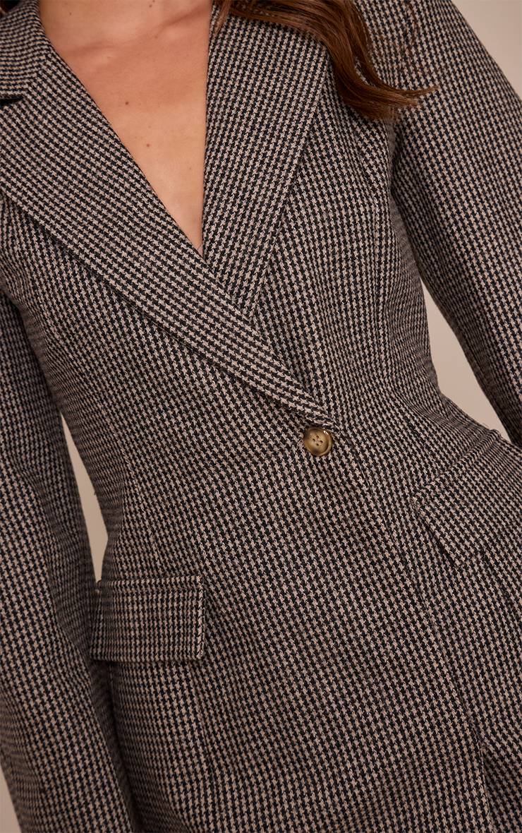 Noir Robe Blazer Structurée À Motif Pied-de-poule