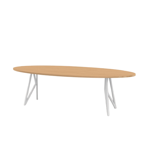 Studio HENK tafel Butterfly Ovaal - wit frame, hardwax light 3041 200 x 120 | HWO NL 3041 | Rechte Rand | Frame Wit
