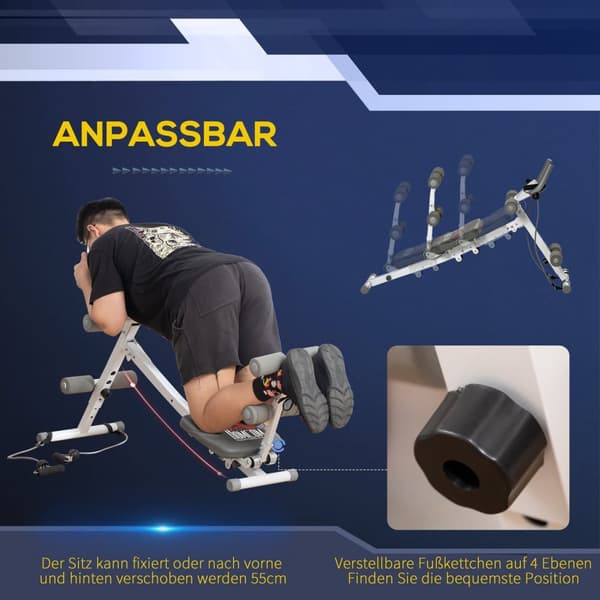 2-i-1 magetrener, magetrener med justerbar magemuskelbenk, høydejusterbar trener med LCD-skjerm, for muskelbygging, fitness, belastningskapasitet oppt