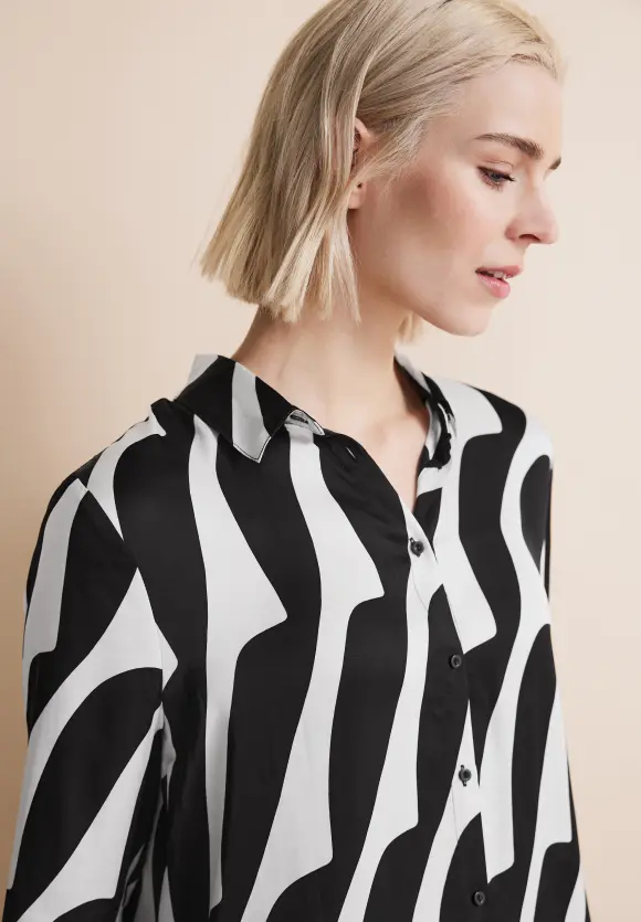 Lange Printbluse - Black