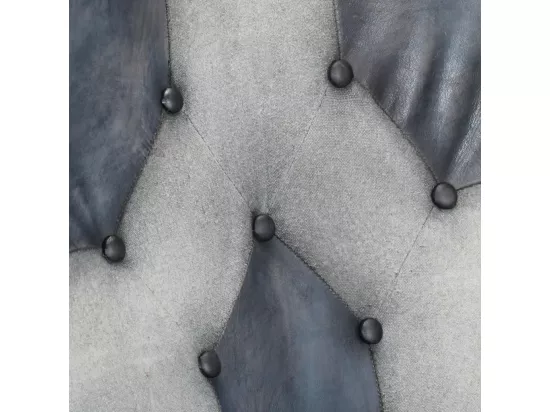 Fauteuil à oreilles Gris Cuir véritable