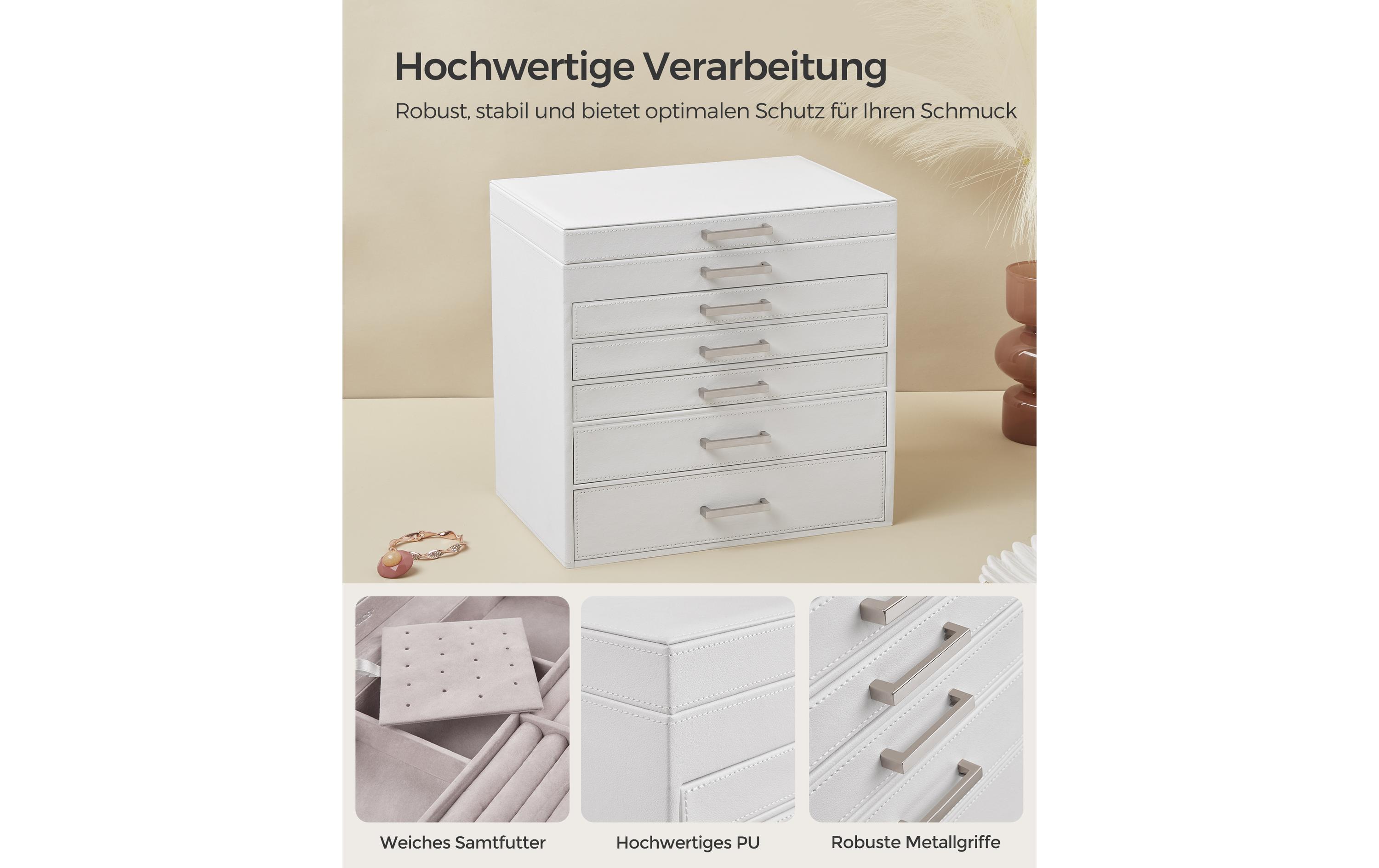 Schmuckschatulle 6 Ebenen, WeissSchmuckkasten