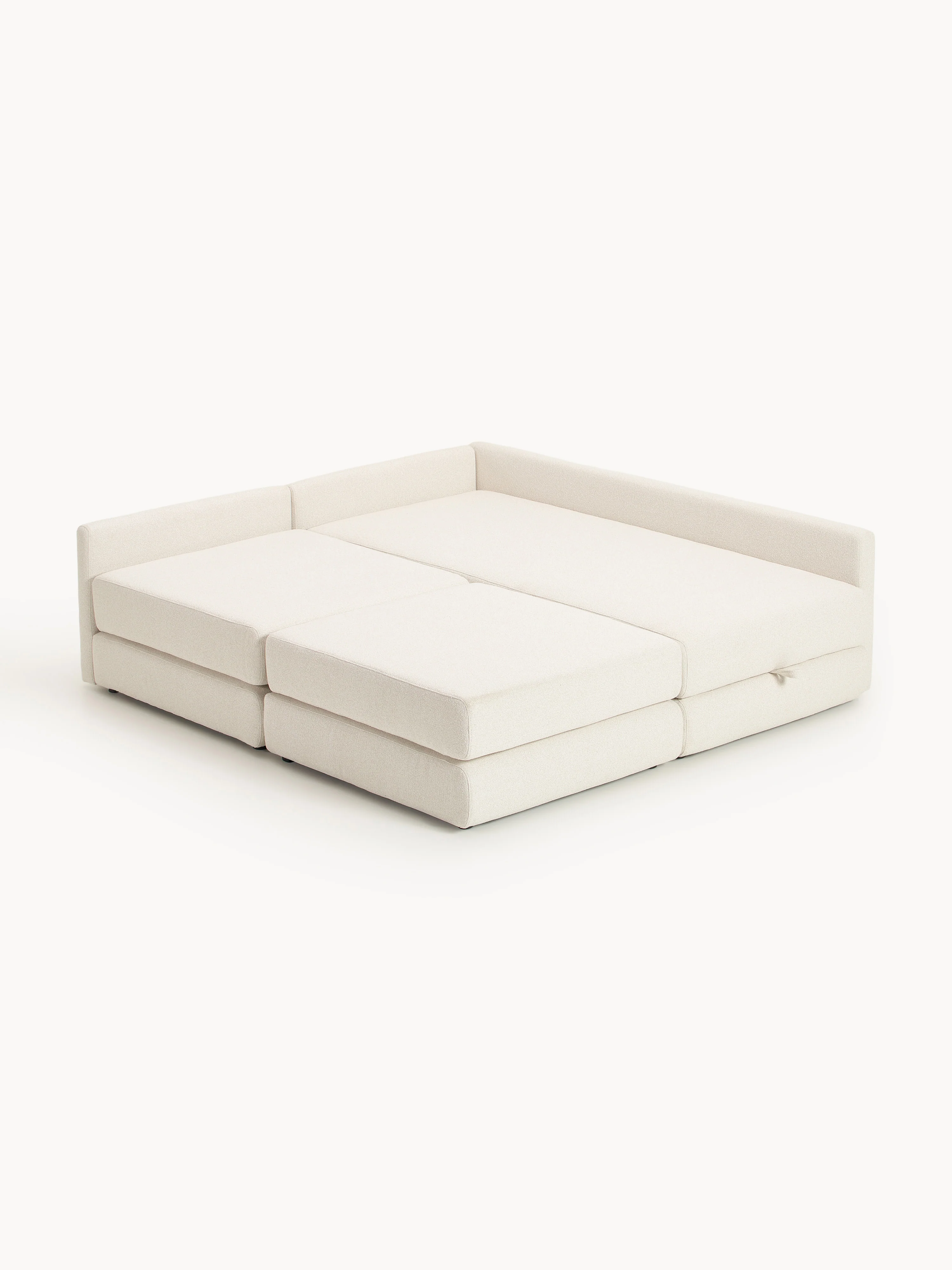 Bouclé hoekbankbed Ladina met opbergruimte