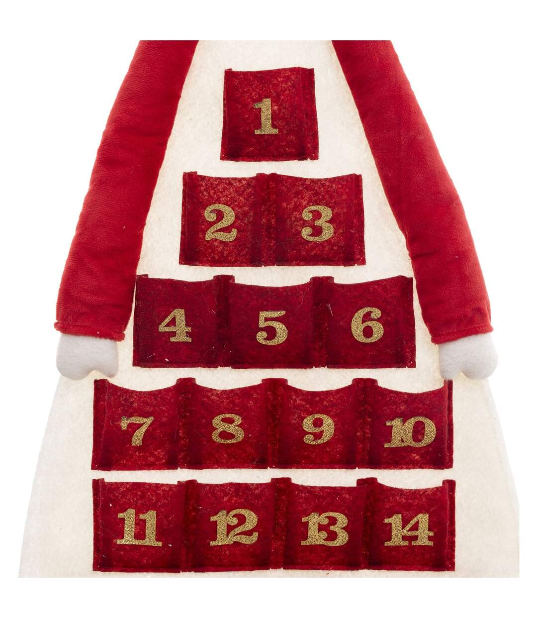 Calendrier de l'avent Renne de Noël en polyester à suspendre - Longueur 99 cm - Rouge