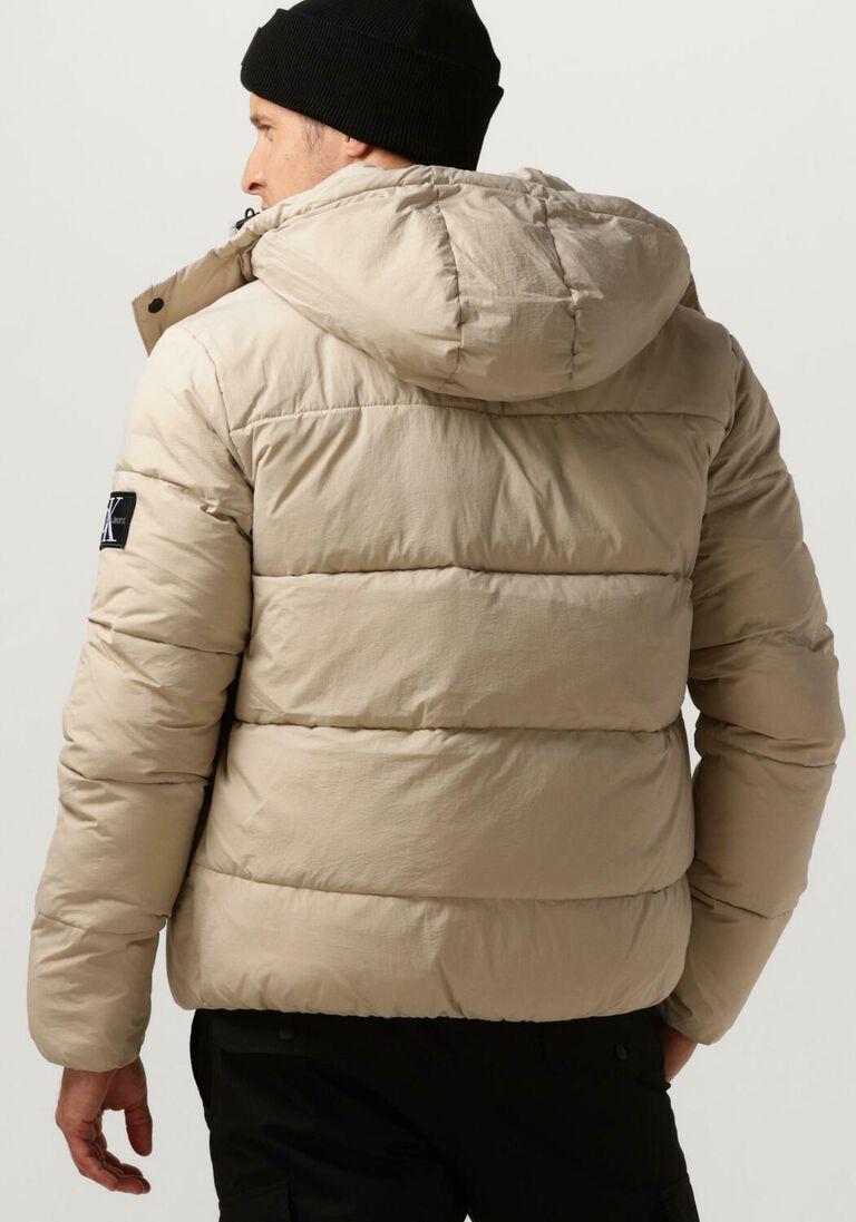 CALVIN KLEIN beige calvin klein gewatteerde jas essentials non down logo jacket