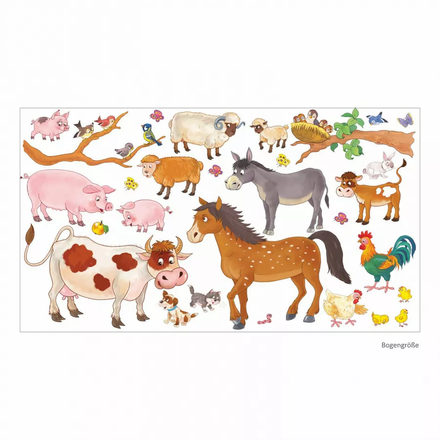 Nikima Wandtattoo 209 Tiere Bauernhof - Esel Pferd Kuh und co. in 6 vers. Größen braun