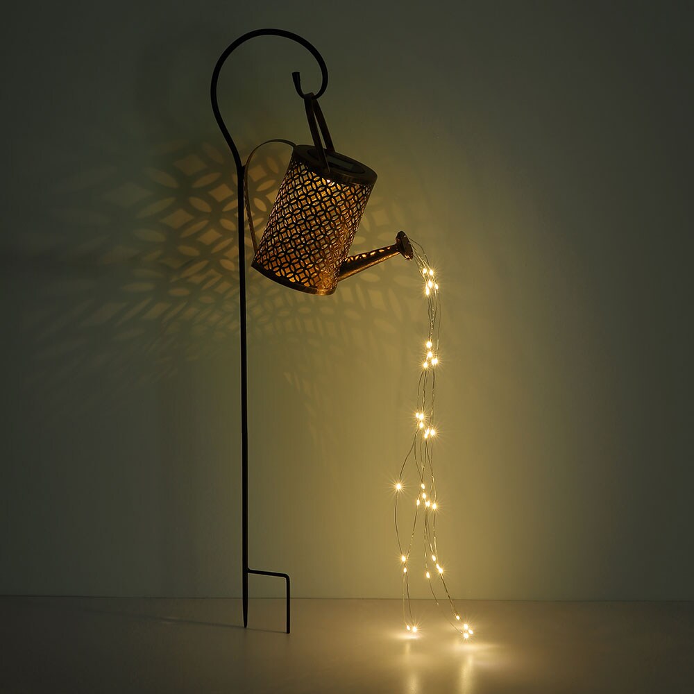 LED Solarleuchte, Gießkanne, gold, Erdspieß, H 85 cm