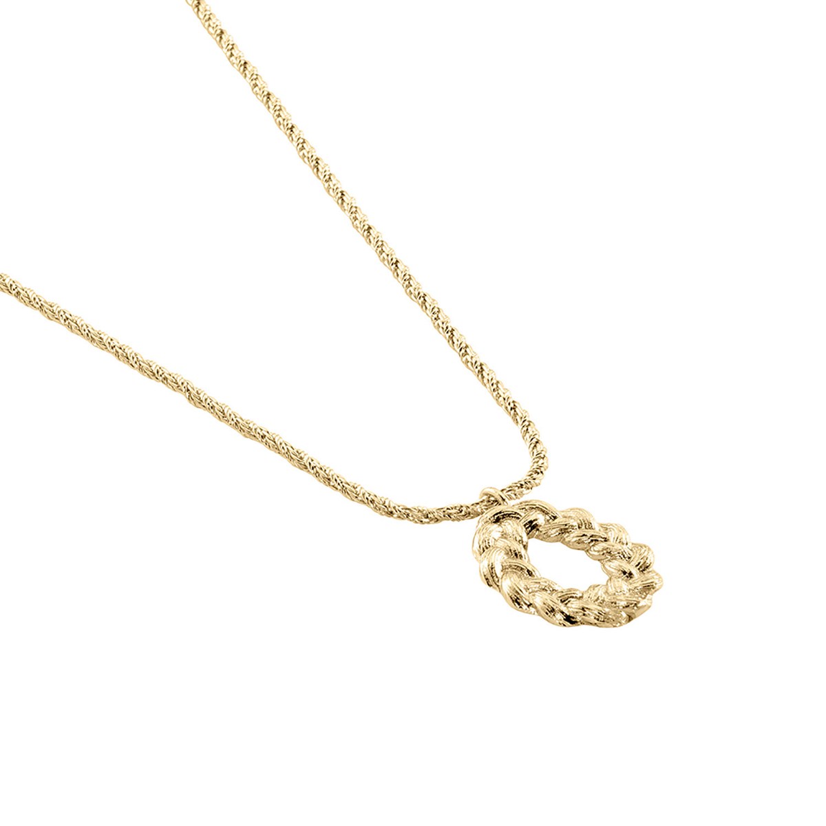 Collier Agatha métal doré pendentif anneau tresséligne Tresse