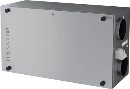 Ventilationsanlæg Systemair VSR400 inkl. SAVE Connect for App-styring og 1670W VF. Luftmængde 252 m³/h v/125 Pa og SEL 1000 J/m³.