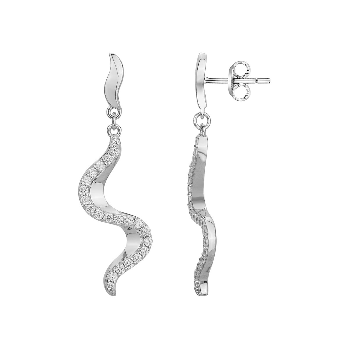 Boucles d'oreilles en Argent avec oxyde de zirconium blanc