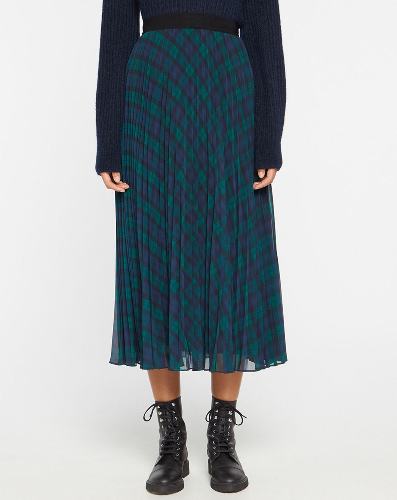 Tommy Hilfiger Jupe midi Icon Tartan Pleated bleu/vert