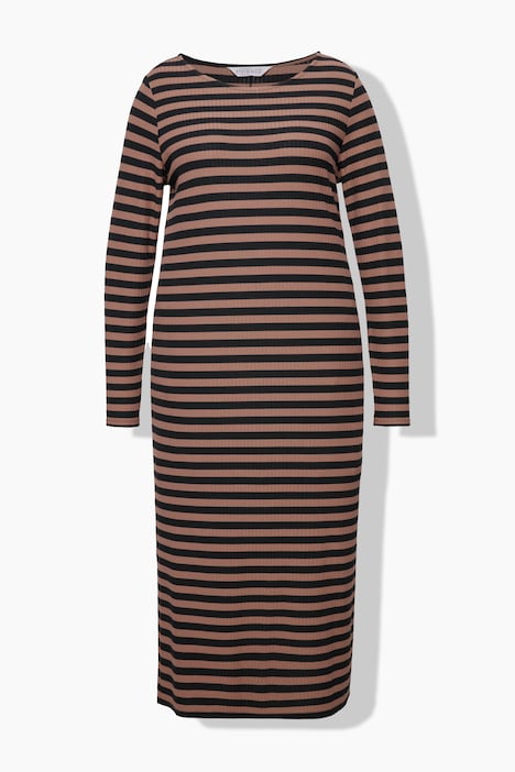 Jersey-Midikleid, A-Linie, Rippjersey, Ringel