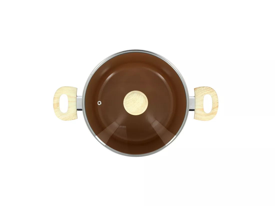 Menastyl - Faitout 24cm Colorama Noisette - En Aluminium - Revetement Antiadhesif En Ceramique