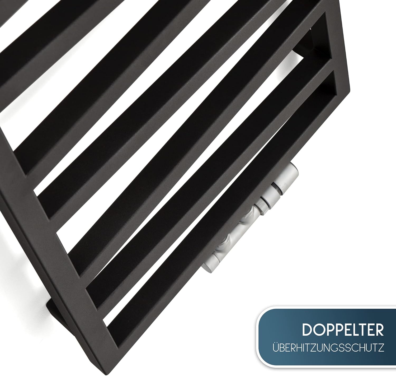 anapont elektrischer Premium Badheizkörper ZigZag - schwarz - Timer-Funktion - Handtuchheizkörper - Badheizung elektrisch - Handtuchheizung - Made in Germany
