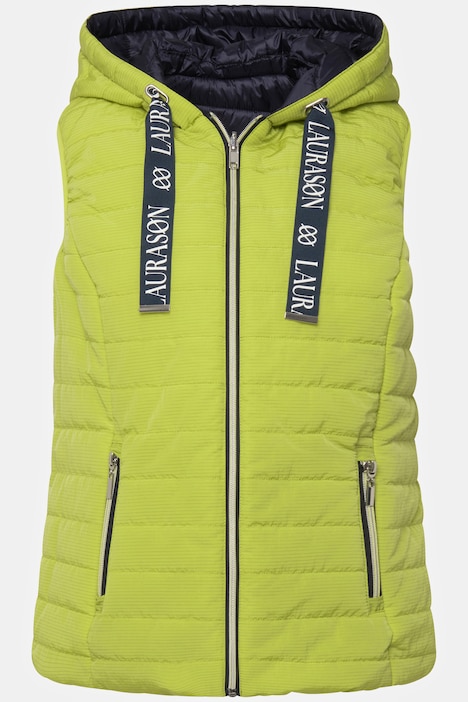 Wende-Steppweste, wasserabweisend, Kapuze, Zipper, ärmellos
