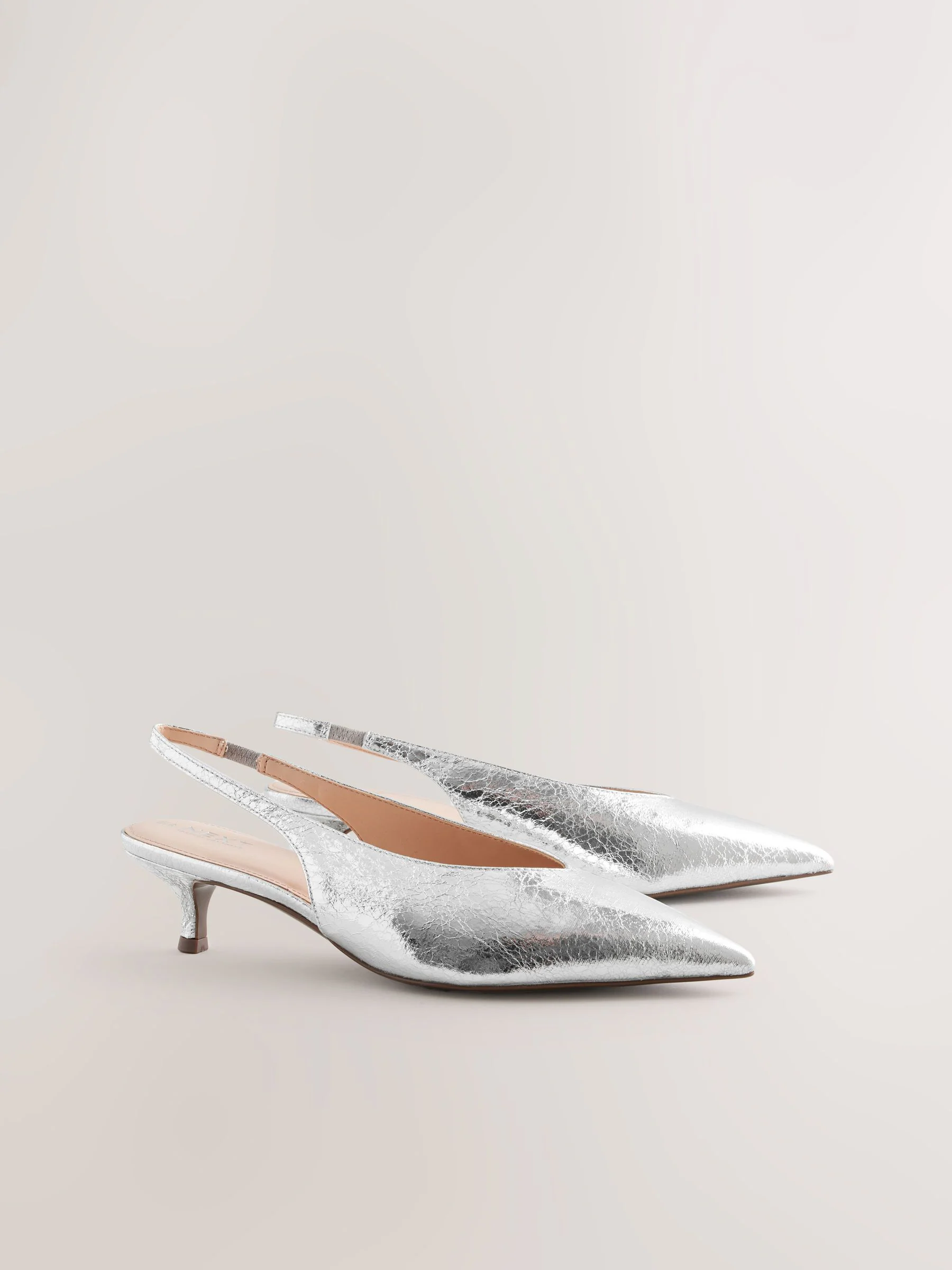 Zilver - Punt Toe Lage Slingback Naaldhak Schoenen