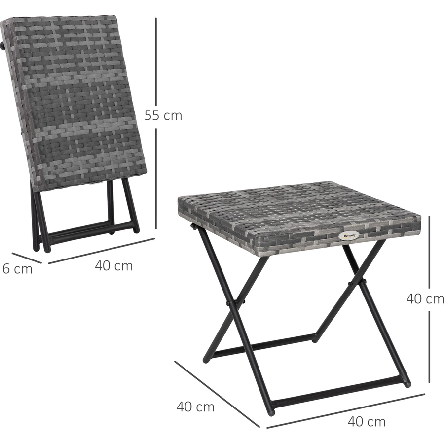 Outsunny Polyrattan Gartentisch klappbar grau