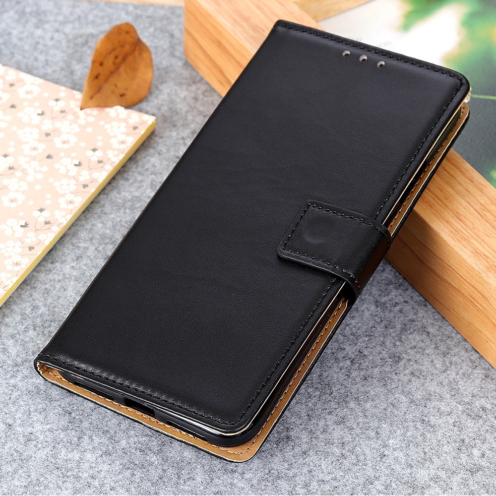 Samsung Galaxy S21 5G Leder Tasche Flip Cover mit Kartenfächer - Schwarz