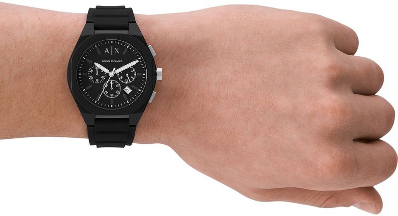 Armani Exchange - Chronograaf Horloge - Zwart - Siliconen Bandje