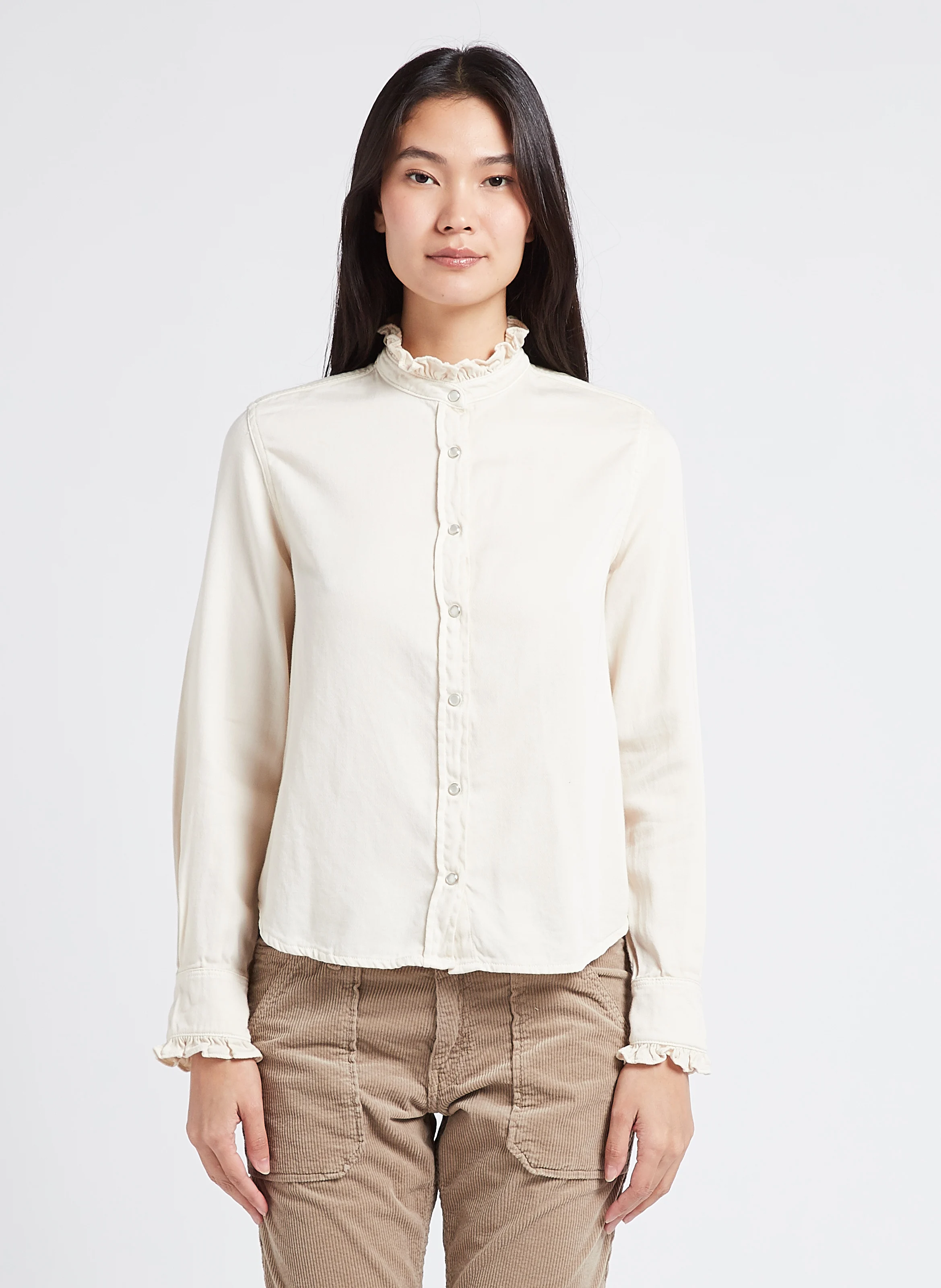 GABY - Chemise col victorien en coton| Blanc